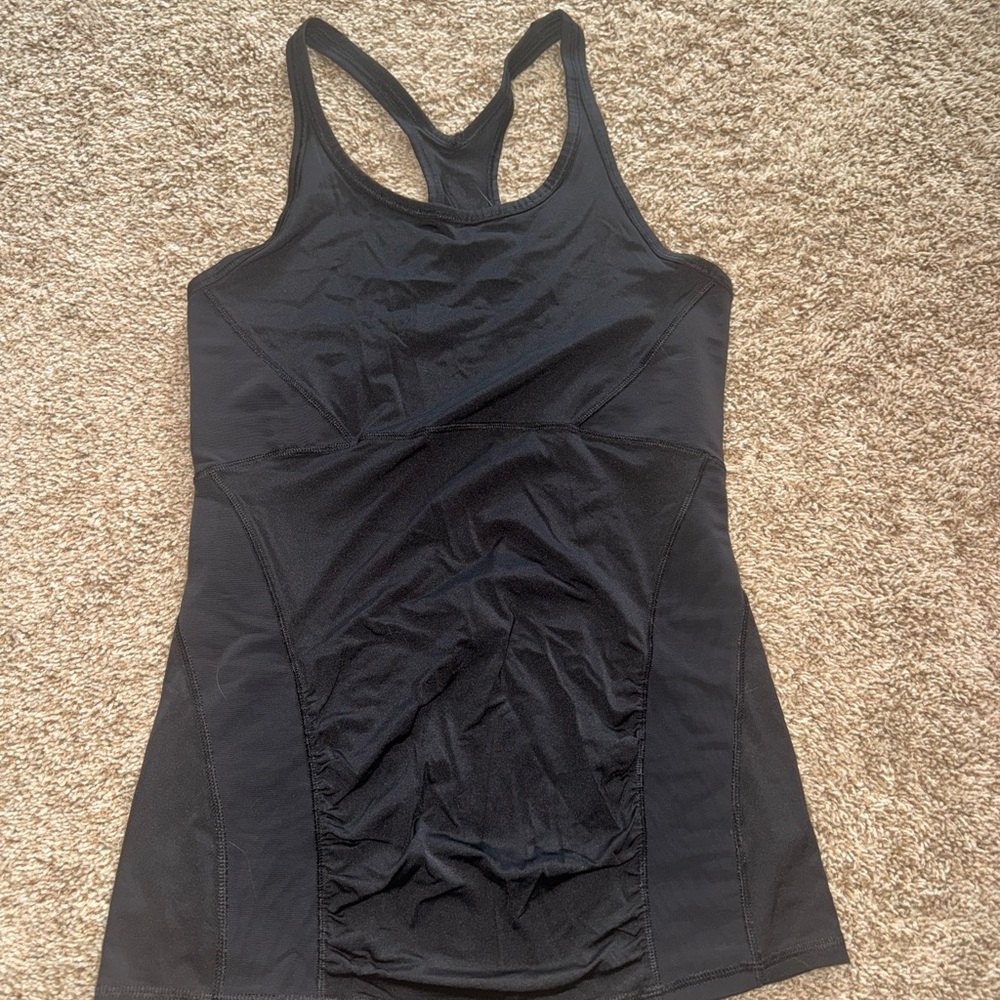 Athleta Black Fitted Ruched Tank Top